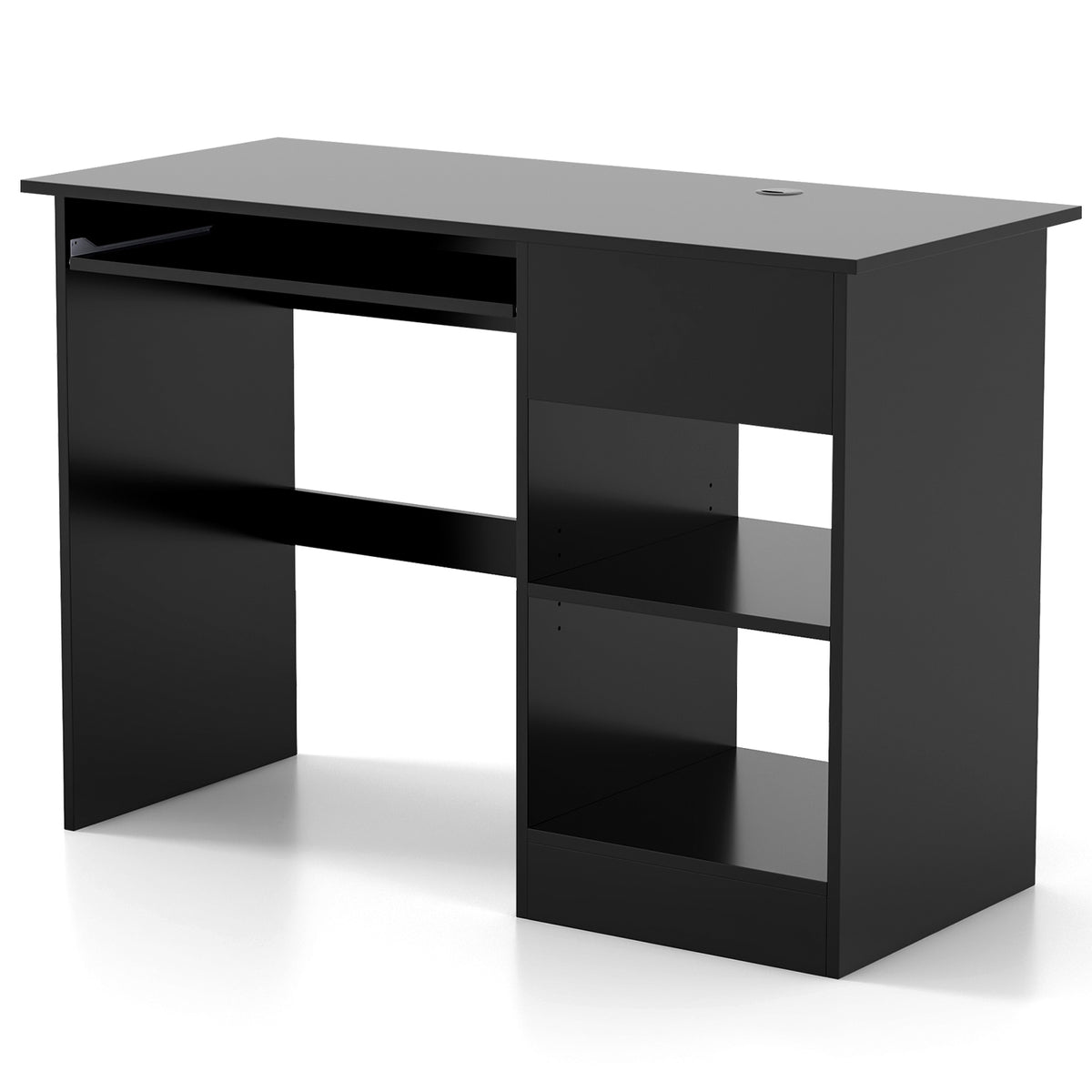 Wooden Computer Desk with CPU Stand-Black-Computer Desks-DECOROLALA