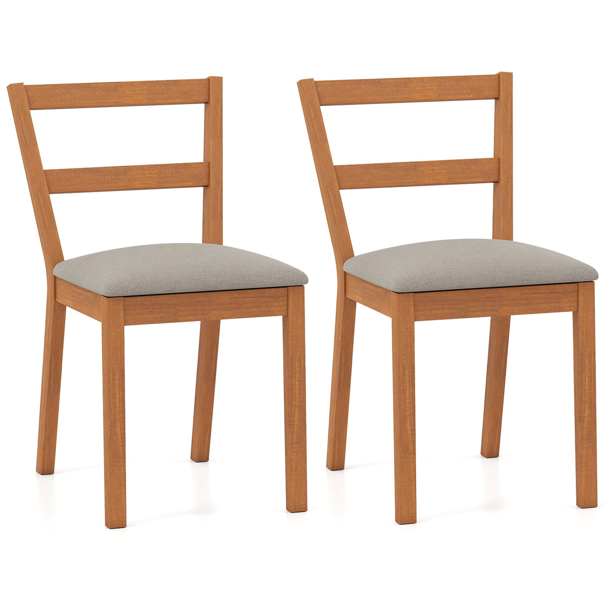 Wooden Dining Chair Set of 2 Farmhouse Kitchen Chair with Upholstered Seat-Brown-Dining Chairs-DECOROLALA