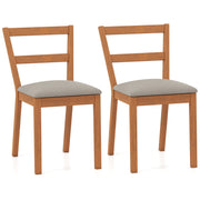 Wooden Dining Chair Set of 2 Farmhouse Kitchen Chair with Upholstered Seat-Brown-Dining Chairs-DECOROLALA