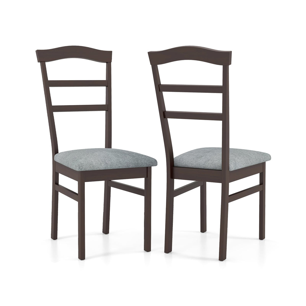 Wooden Dining Chair Set of 2 Linen Fabric Upholstered Kitchen Chairs Farmhouse Side Accent Chairs-Dining Chairs-DECOROLALA
