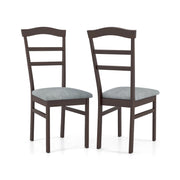 Wooden Dining Chair Set of 2 Linen Fabric Upholstered Kitchen Chairs Farmhouse Side Accent Chairs-Dining Chairs-DECOROLALA