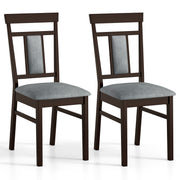 Wooden Dining Chair Set of 2 Linen Fabric Upholstered Kitchen Chairs with Rubber Wood Frame-Dining Chairs-DECOROLALA