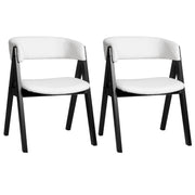 Wooden Dining Chair Set of 2 Mid-Century Modern Sherpa Upholstered Kitchen Dining Room Chairs-Black-Dining Chairs-DECOROLALA