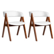 Wooden Dining Chair Set of 2 Mid-Century Modern Sherpa Upholstered Kitchen Dining Room Chairs-Walnut-Dining Chairs-DECOROLALA
