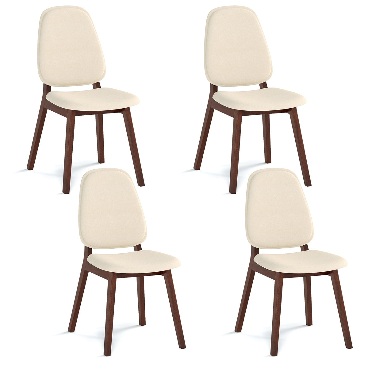 Wooden Dining Chair Set of 2 Mid-Century Modern Upholstered Side Armless Chair-Brown-Dining Chairs-DECOROLALA