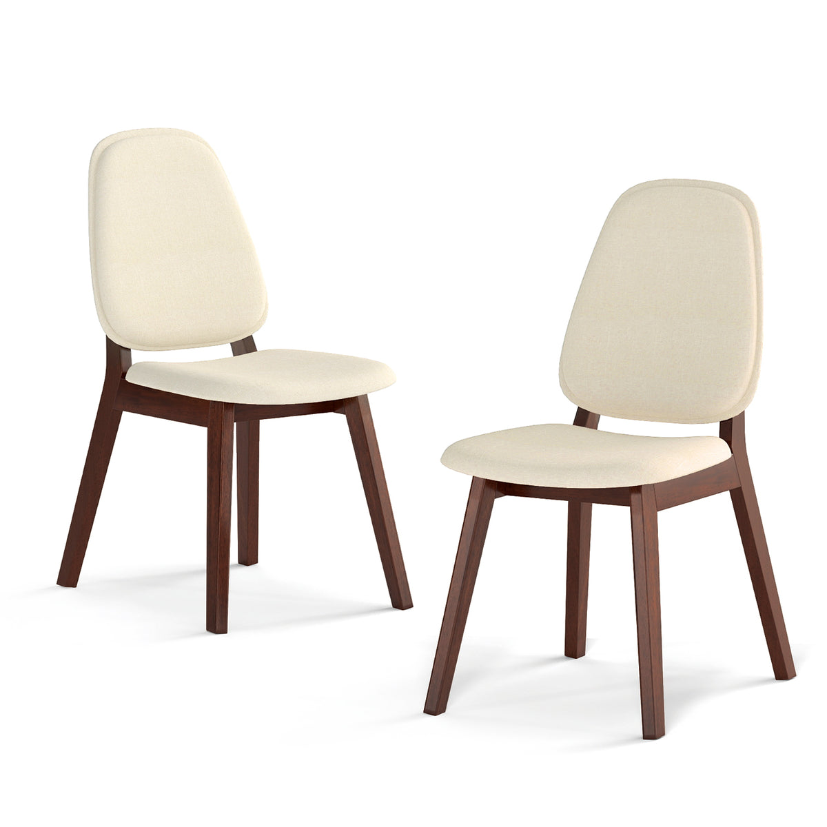 Wooden Dining Chair Set of 2 Mid-Century Modern Upholstered Side Armless Chair-Brown-Dining Chairs-DECOROLALA