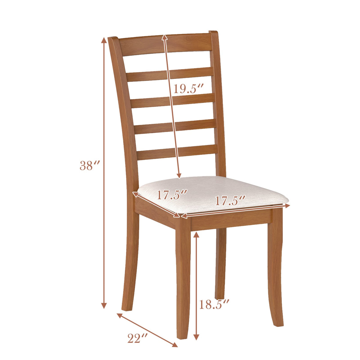 Wooden Dining Chair Set of 2 Modern Upholstered Kitchen Chair-Beige-Dining Chairs-DECOROLALA