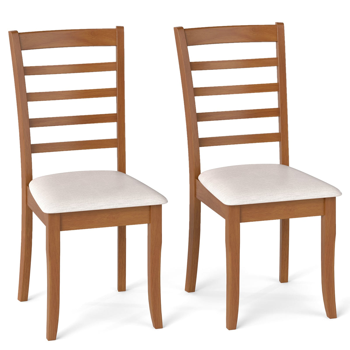 Wooden Dining Chair Set of 2 Modern Upholstered Kitchen Chair-Beige-Dining Chairs-DECOROLALA