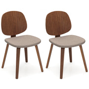 Wooden Dining Chair Set of 2 with Bentwood Frame and Padded Seat-Walnut-Dining Chairs-DECOROLALA