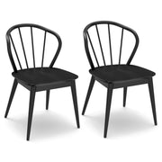Wooden Dining Chair Set of 2 with High Spindle Back and Wide Seat-Black-Dining Chairs-DECOROLALA
