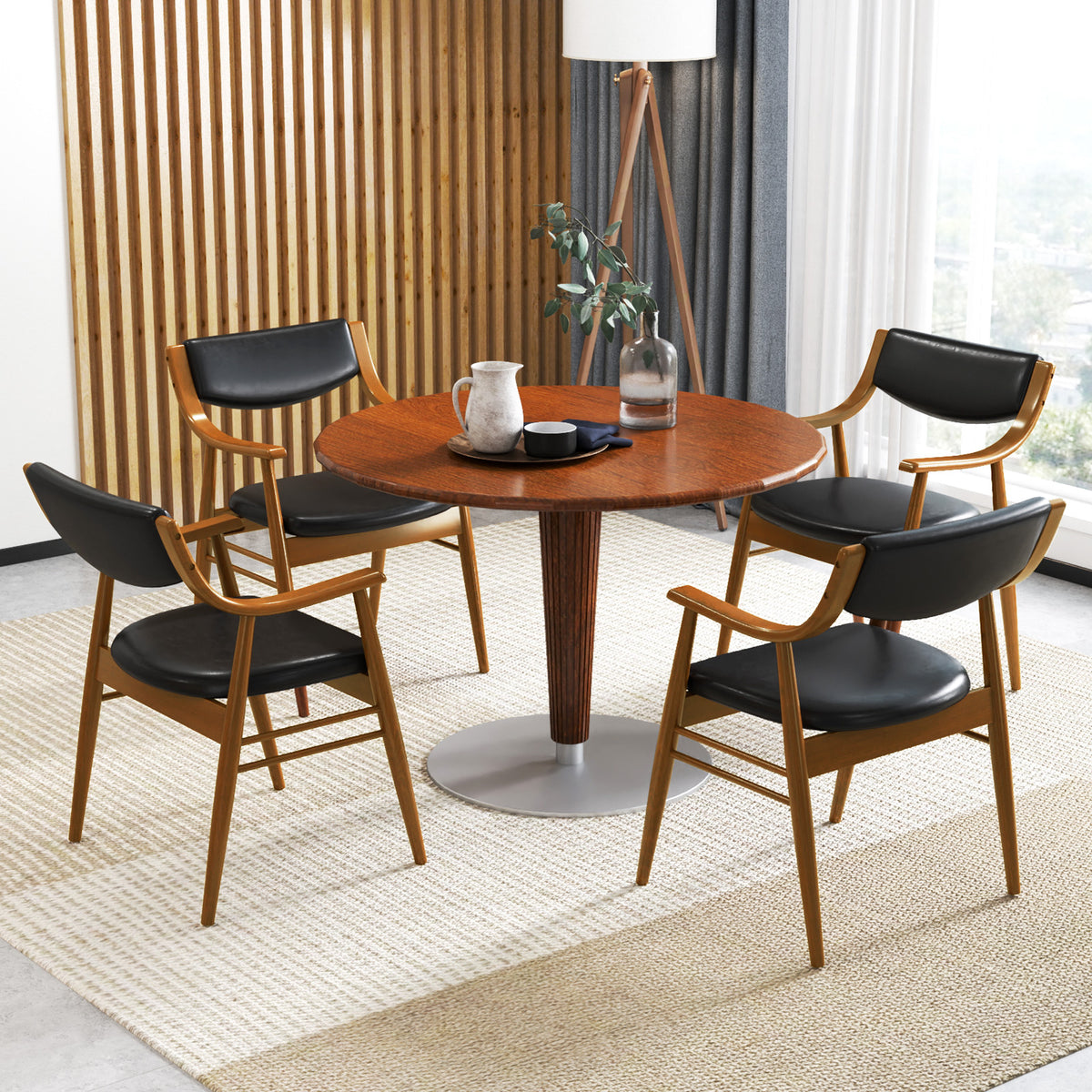 Wooden Dining Chair Set of 2 with Padded Seat and Back-Black-Dining Chairs-DECOROLALA