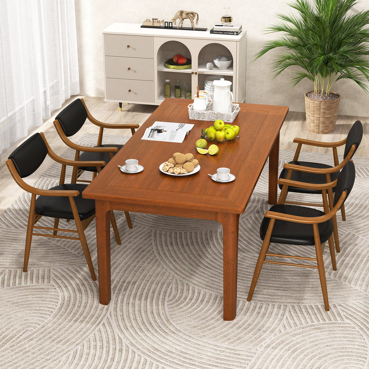 Wooden Dining Chair Set of 2 with Padded Seat and Back-Black-Dining Chairs-DECOROLALA