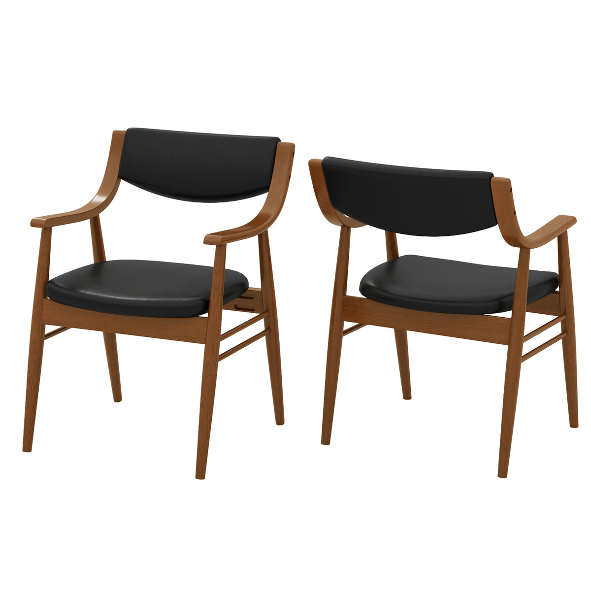 Wooden Dining Chair Set of 2 with Padded Seat and Back-Black-Dining Chairs-DECOROLALA