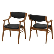 Wooden Dining Chair Set of 2 with Padded Seat and Back-Black-Dining Chairs-DECOROLALA