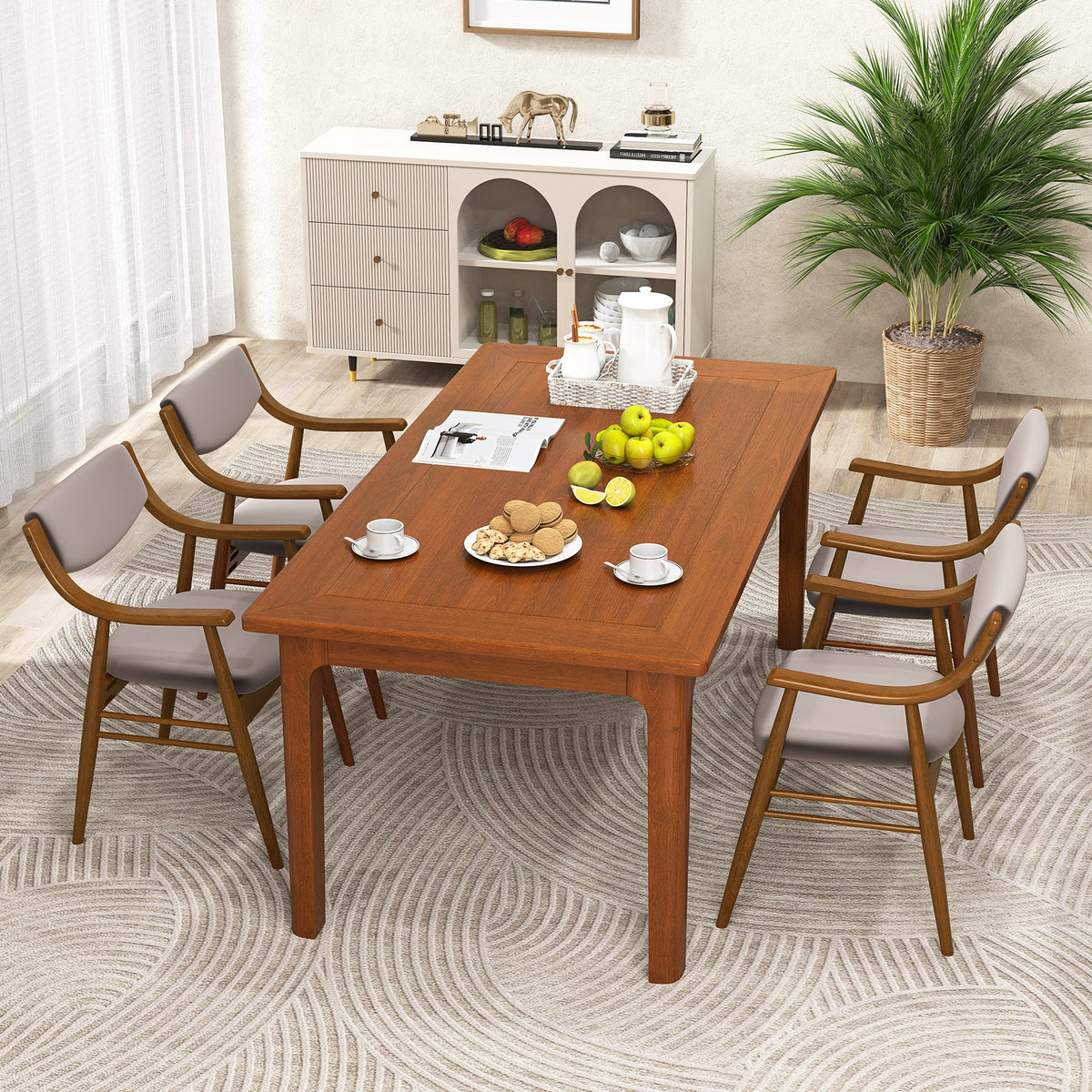 Wooden Dining Chair Set of 2 with Padded Seat and Back-Walnut-Dining Chairs-DECOROLALA