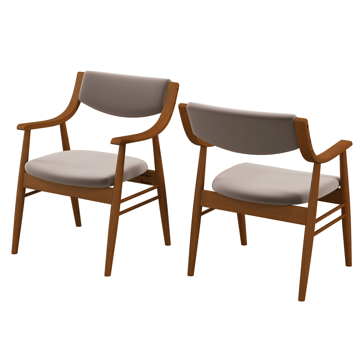 Wooden Dining Chair Set of 2 with Padded Seat and Back-Walnut-Dining Chairs-DECOROLALA