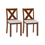 Wooden Dining Chair Set of 2 with Padded Seat and Curved Back-Beige-Dining Chairs-DECOROLALA