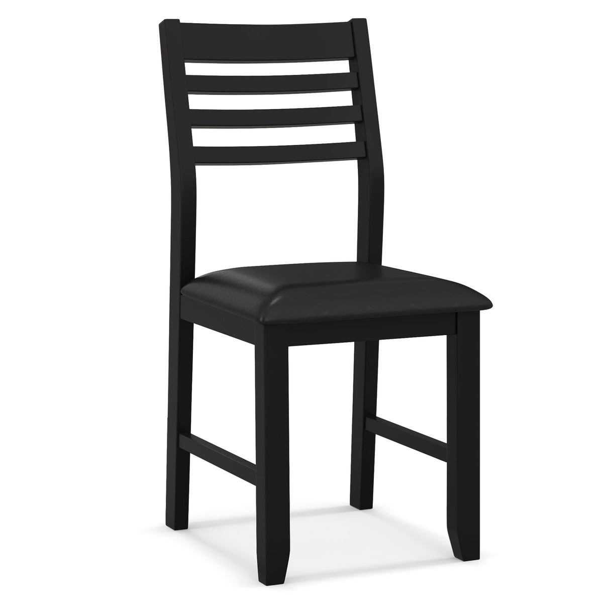 Wooden Dining Chair Set of 2 with Rubber Wood Frame Padded Cushion and Ladder Back-Black-Dining Chairs-DECOROLALA
