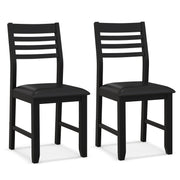 Wooden Dining Chair Set of 2 with Rubber Wood Frame Padded Cushion and Ladder Back-Black-Dining Chairs-DECOROLALA