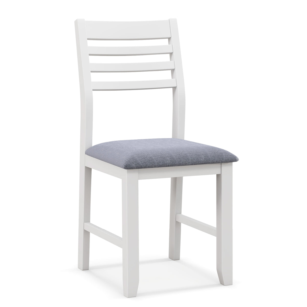 Wooden Dining Chair Set of 2 with Rubber Wood Frame Padded Cushion and Ladder Back-White-Dining Chairs-DECOROLALA