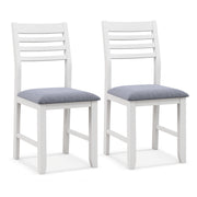 Wooden Dining Chair Set of 2 with Rubber Wood Frame Padded Cushion and Ladder Back-White-Dining Chairs-DECOROLALA