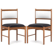 Wooden Dining Chair Set of 2 with Rubber Wood Frame and Faux Sherpa Backrest-Walnut-Dining Chairs-DECOROLALA