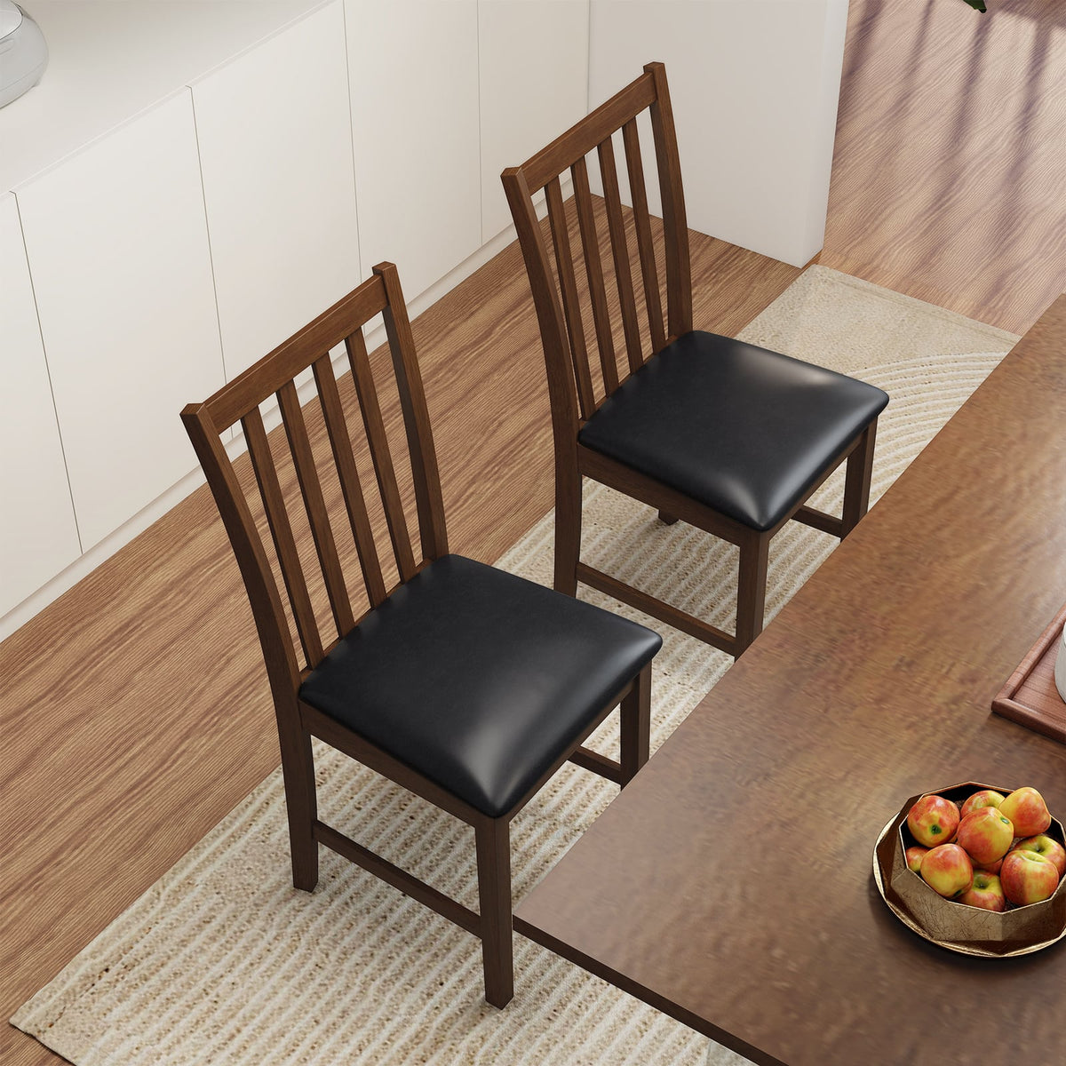 Wooden Dining Chair Set of 2 with Rubber Wood Frame and Padded Seat-Brown-Dining Chairs-DECOROLALA