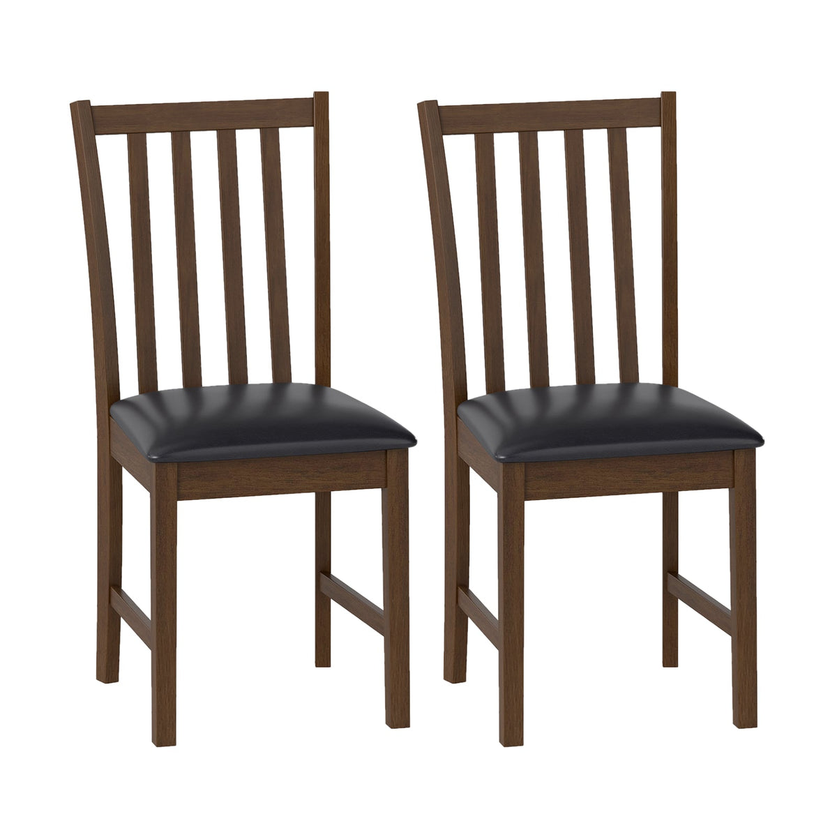 Wooden Dining Chair Set of 2 with Rubber Wood Frame and Padded Seat-Brown-Dining Chairs-DECOROLALA