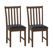 Wooden Dining Chair Set of 2 with Rubber Wood Frame and Padded Seat-Brown-Dining Chairs-DECOROLALA