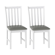 Wooden Dining Chair Set of 2 with Rubber Wood Frame and Padded Seat-White-Dining Chairs-DECOROLALA
