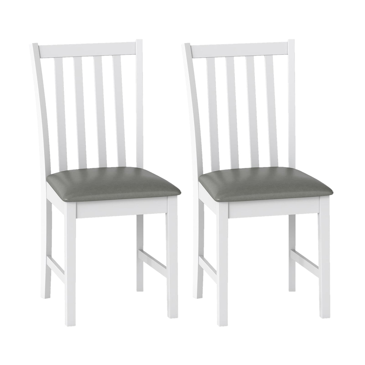 Wooden Dining Chair Set of 2 with Rubber Wood Frame and Padded Seat-White-Dining Chairs-DECOROLALA