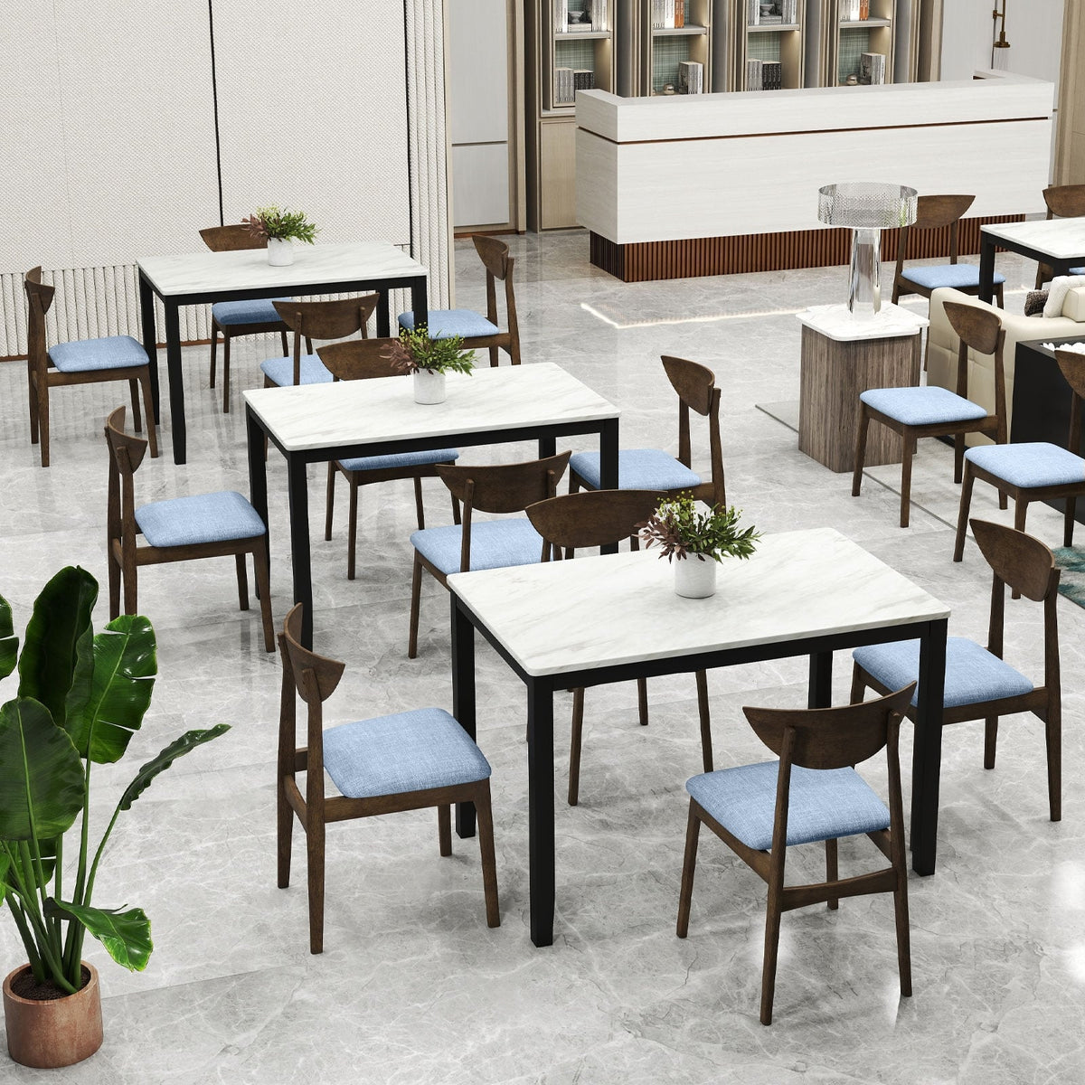 Wooden Dining Chair Set of 2 with Rubber Wood Leg-Brown-Dining Chairs-DECOROLALA