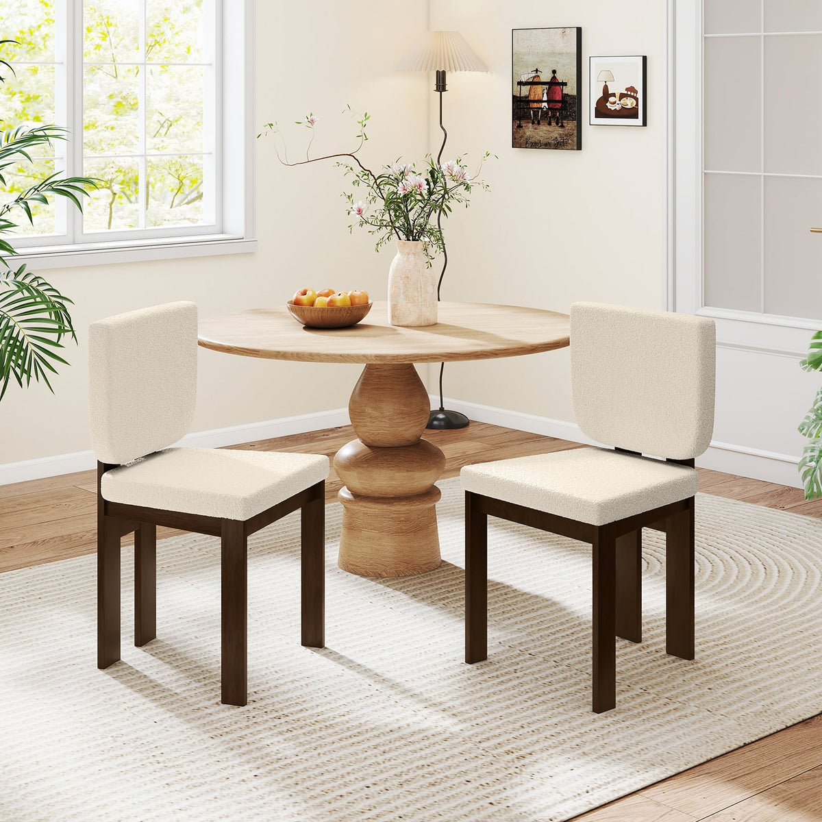 Wooden Dining Chair Set of 2 with Rubber Wood Leg for Home Office Living Room-Brown-Dining Chairs-DECOROLALA