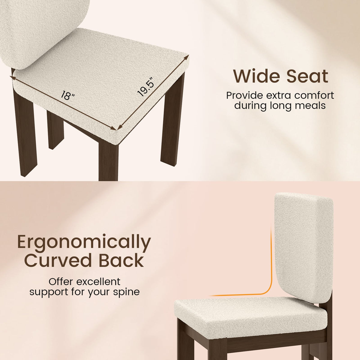 Wooden Dining Chair Set of 2 with Rubber Wood Leg for Home Office Living Room-Brown-Dining Chairs-DECOROLALA