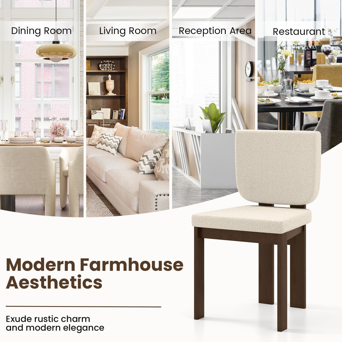 Wooden Dining Chair Set of 2 with Rubber Wood Leg for Home Office Living Room-Brown-Dining Chairs-DECOROLALA