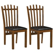 Wooden Dining Chair Set of 2 with Spindle Back & PU Leather Seat-Black-Dining Chairs-DECOROLALA
