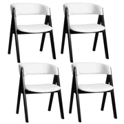 Wooden Dining Chair Set of 4 Mid-Century Modern Sherpa Upholstered Kitchen Dining Room Chairs-Black-Dining Chairs-DECOROLALA