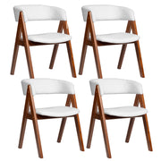 Wooden Dining Chair Set of 4 Mid-Century Modern Sherpa Upholstered Kitchen Dining Room Chairs-Walnut-Dining Chairs-DECOROLALA