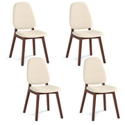Wooden Dining Chair Set of 4 Mid-Century Modern Upholstered Side Armless Chair-Brown-Dining Chairs-DECOROLALA