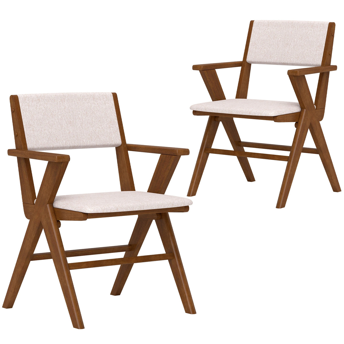 Wooden Dining Chair with Rubber Wood Frame Set of 2-Walnut-Dining Chairs-DECOROLALA