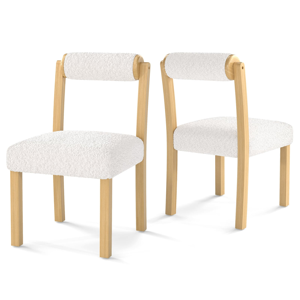 Wooden Dining Chair with Rubber Wood Frame and Cylinder Back Set of 2-White-Dining Chairs-DECOROLALA