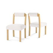 Wooden Dining Chair with Rubber Wood Frame and Cylinder Back Set of 2-White-Dining Chairs-DECOROLALA