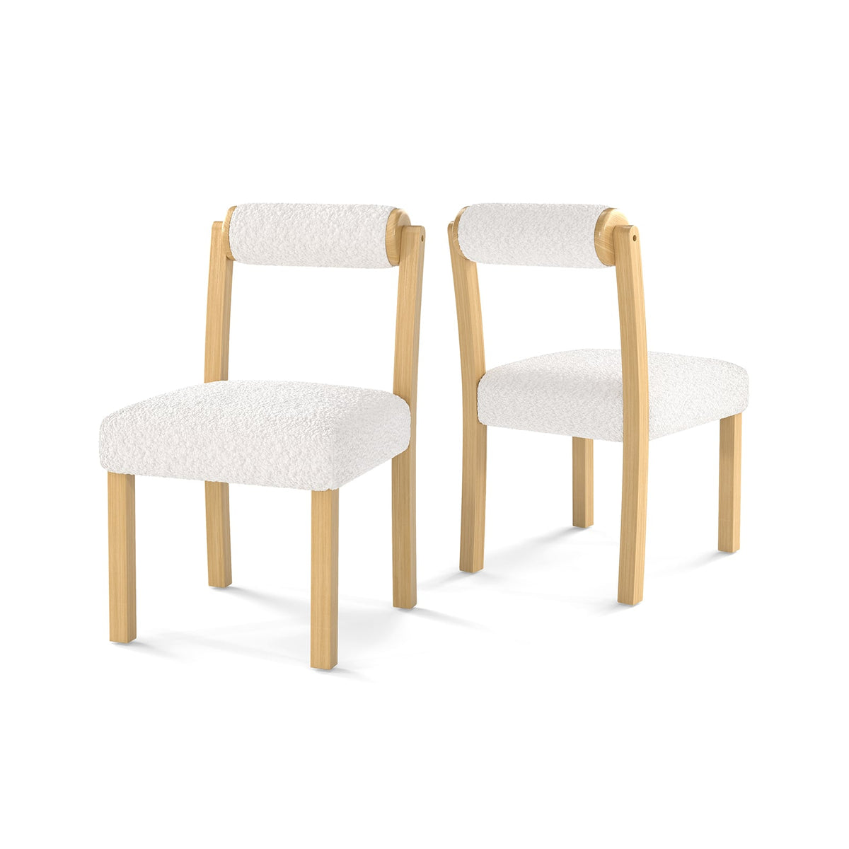 Wooden Dining Chair with Rubber Wood Frame and Cylinder Back Set of 2-White-Dining Chairs-DECOROLALA