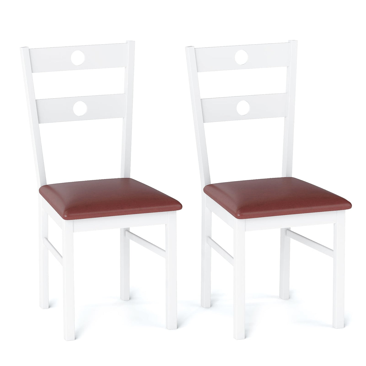 Wooden Dining Chairs Set of 2 Armless Kitchen Chairs with Hollowed Backrest-White-Dining Chairs-DECOROLALA