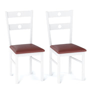 Wooden Dining Chairs Set of 2 Armless Kitchen Chairs with Hollowed Backrest-White-Dining Chairs-DECOROLALA