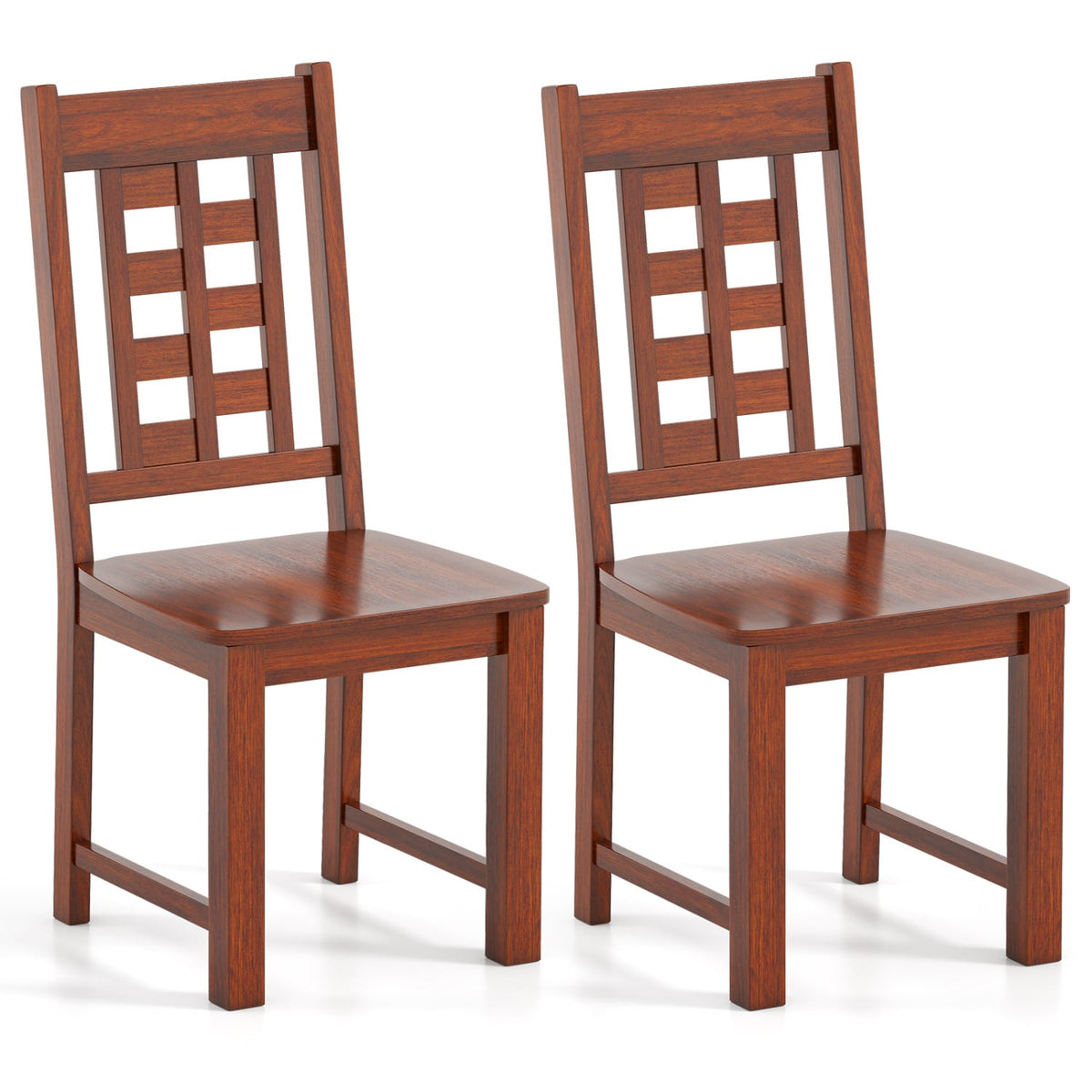 Wooden Dining Chairs Set of 2 Kitchen Chair with Solid Rubber Wood Frame-Walnut-Dining Chairs-DECOROLALA