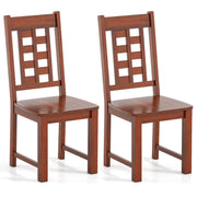 Wooden Dining Chairs Set of 2 Kitchen Chair with Solid Rubber Wood Frame-Walnut-Dining Chairs-DECOROLALA