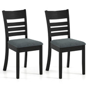 Wooden Dining Chairs Set of 2 Upholstered Kitchen Chairs with Rubber Wood Frame-Black-Dining Chairs-DECOROLALA