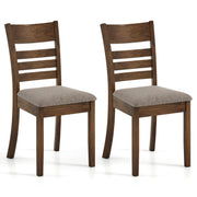 Wooden Dining Chairs Set of 2 Upholstered Kitchen Chairs with Rubber Wood Frame-Brown-Dining Chairs-DECOROLALA