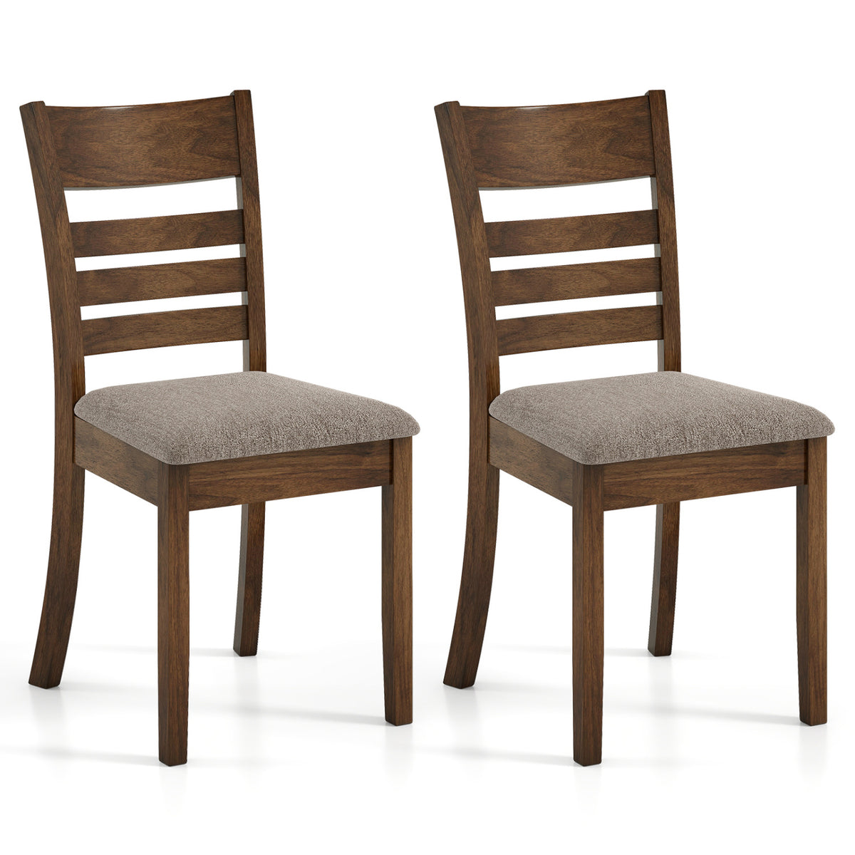 Wooden Dining Chairs Set of 2 Upholstered Kitchen Chairs with Rubber Wood Frame-Brown-Dining Chairs-DECOROLALA